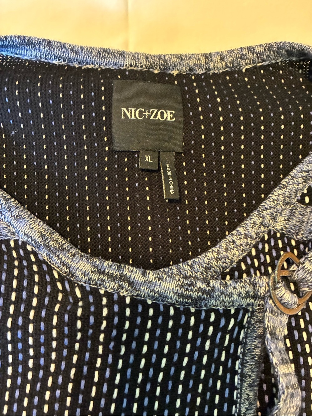 NIC+ZOE Black Dot-Stripe Knit jacket